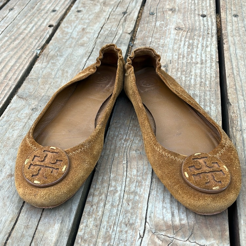 Tory Burch Brown Suede Ballet Flats, 5